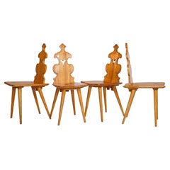 Midcentury Brutalist Style Design Tiroler Chair Set of 4 by Cepelia, 1960