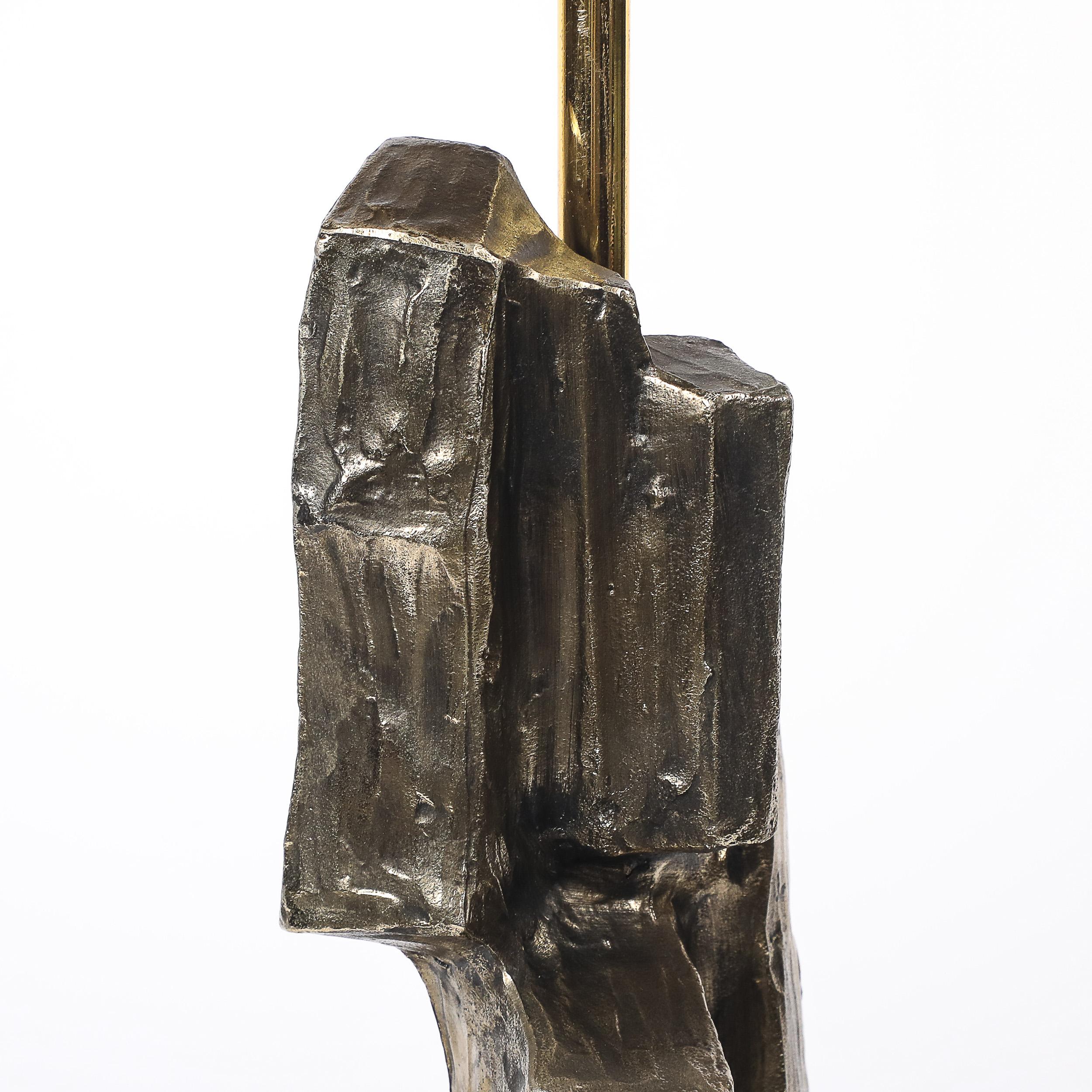 Metal Mid-Century Brutalist Table Lamp by Maurizio Tempestini for Laurel Lamp Co. For Sale