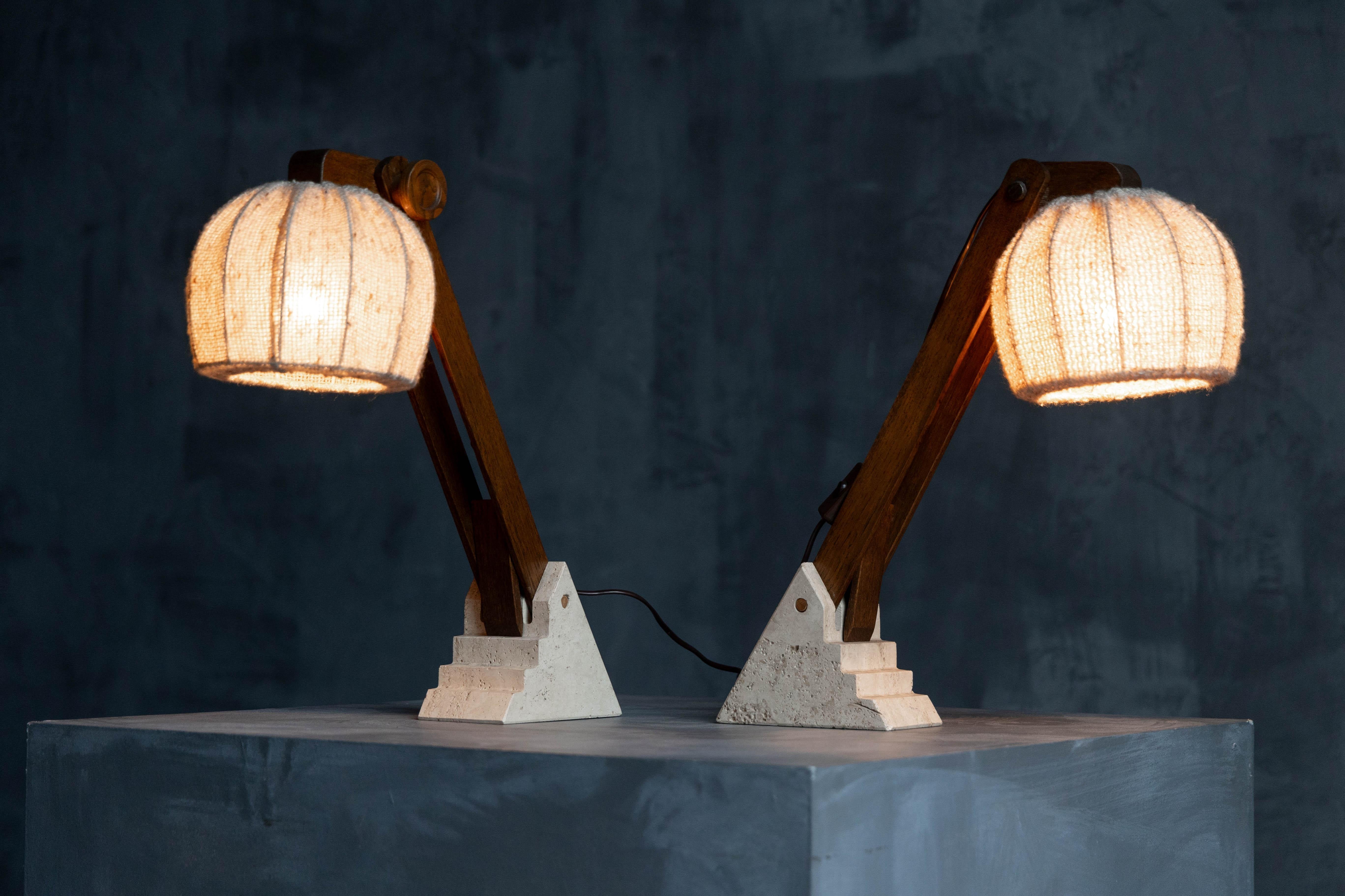 French Mid-Century Brutalist Table Lamps, France, 1960s For Sale