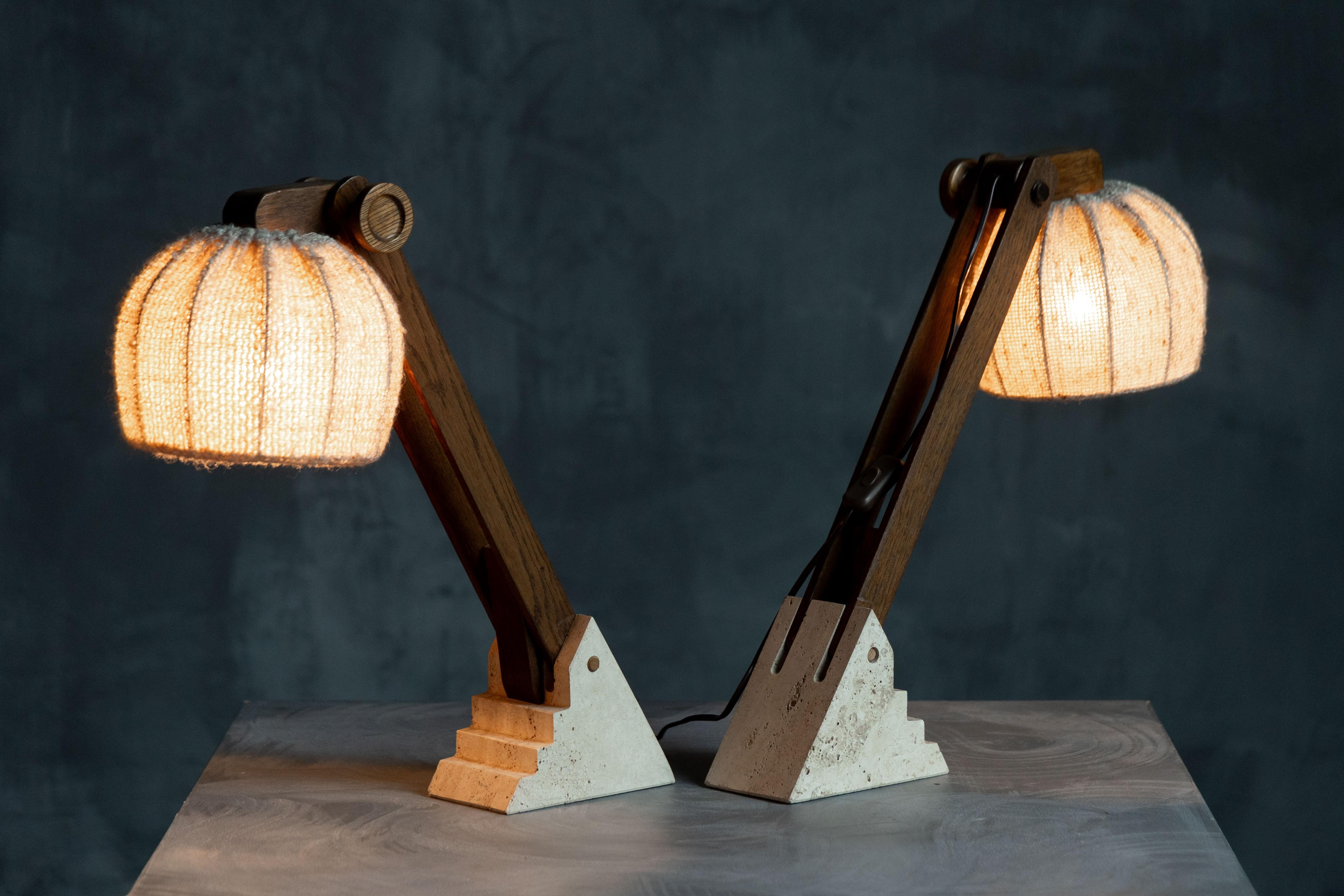 Stone Mid-Century Brutalist Table Lamps, France, 1960s For Sale