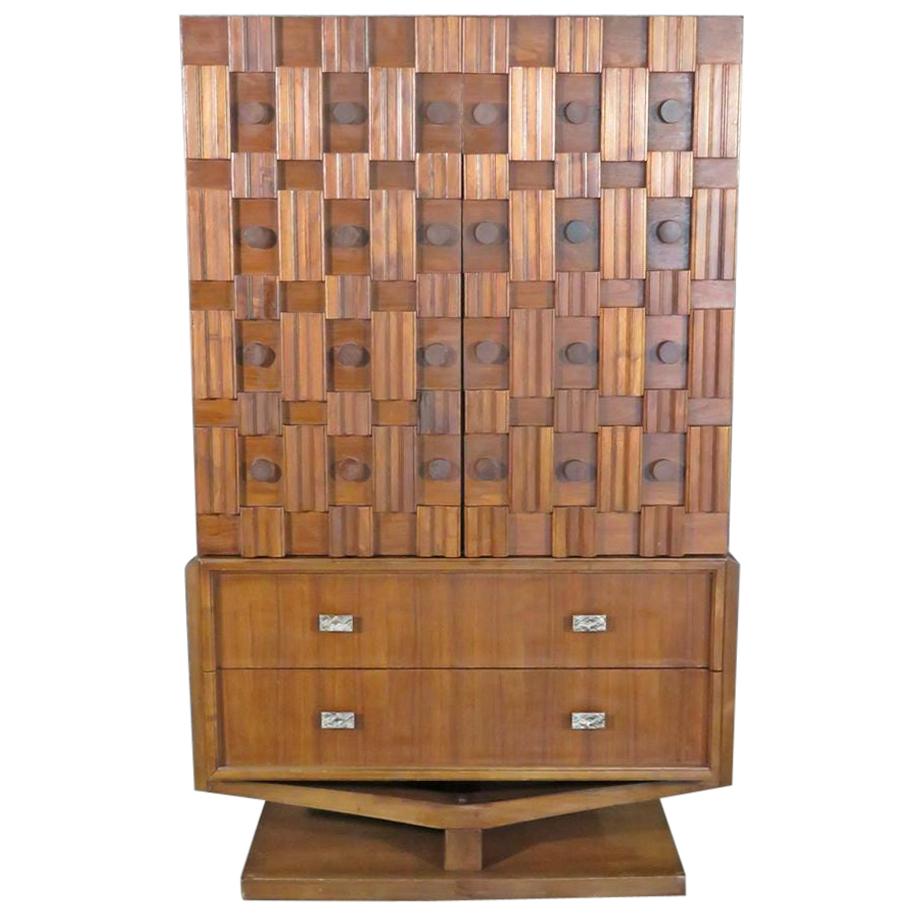 Mid-Century Brutalist Tall Cabinet