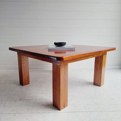 Mid Century Brutalist Teak Coffee Table Pierre Chapo style, 70s
