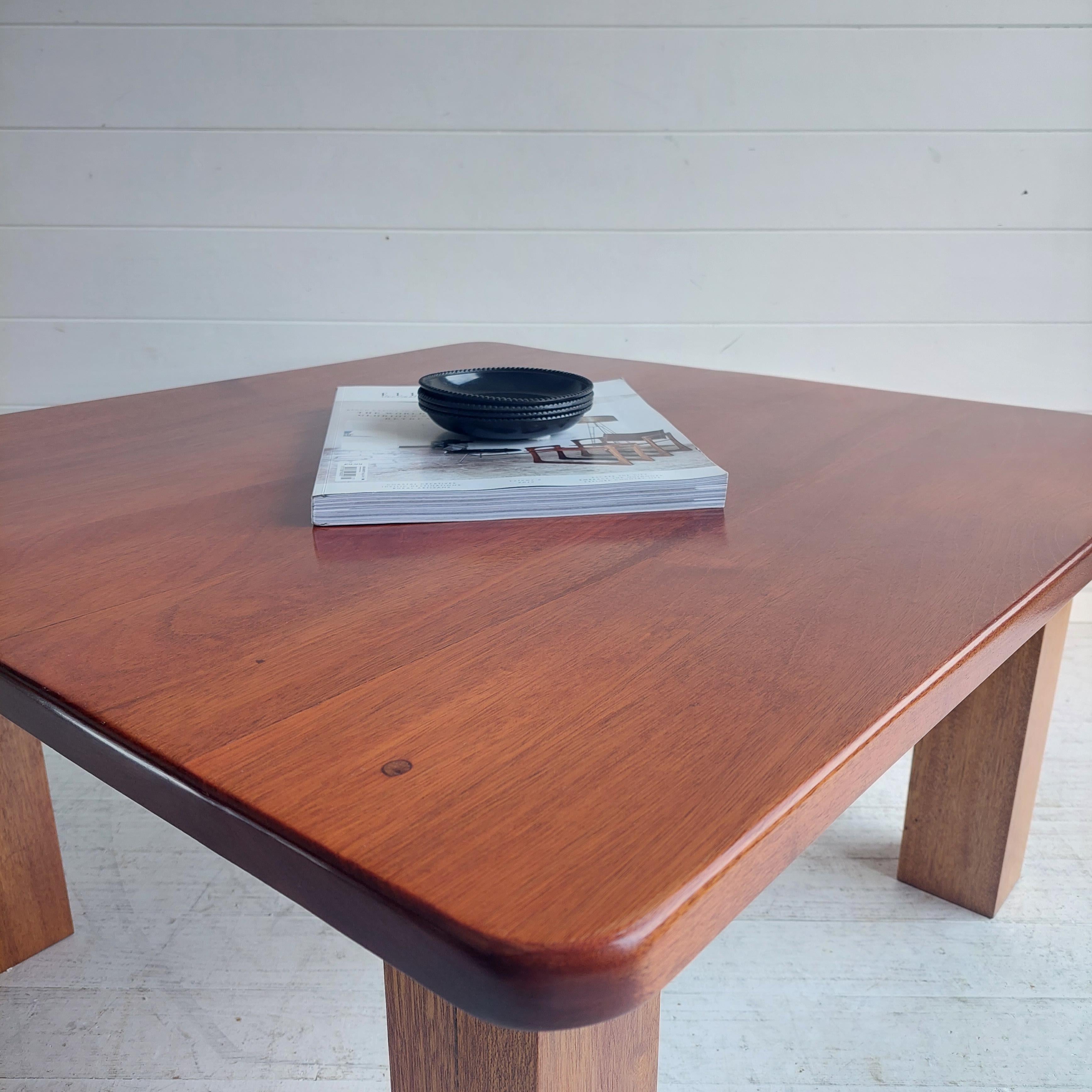 Oak Mid Century Brutalist Teak Coffee Table Pierre Chapo style, 70s