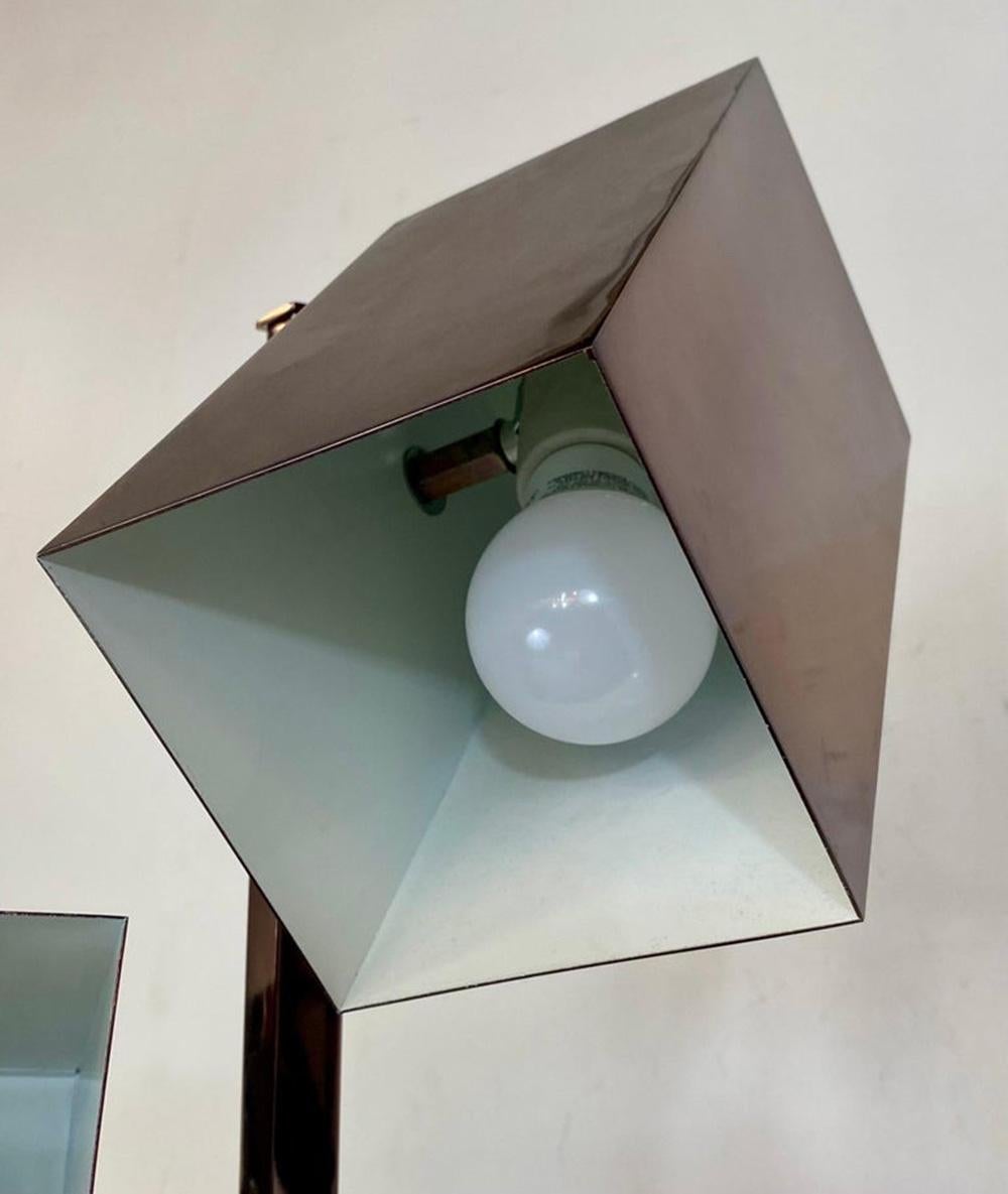 Kubistische Stehlampe von Robert Sonneman, Mid-Century Modern, Kupfer-Finish, Paar  im Angebot 4