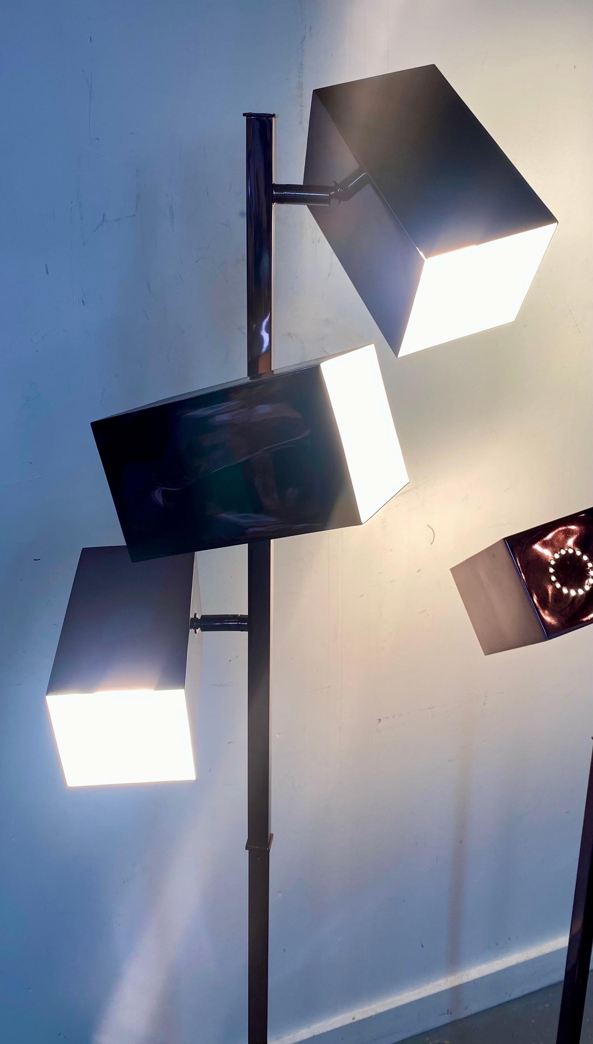 Robert Sonneman Mid Century Modern Copper Finish Cubist Floor Lamp , a Pair  For Sale 7
