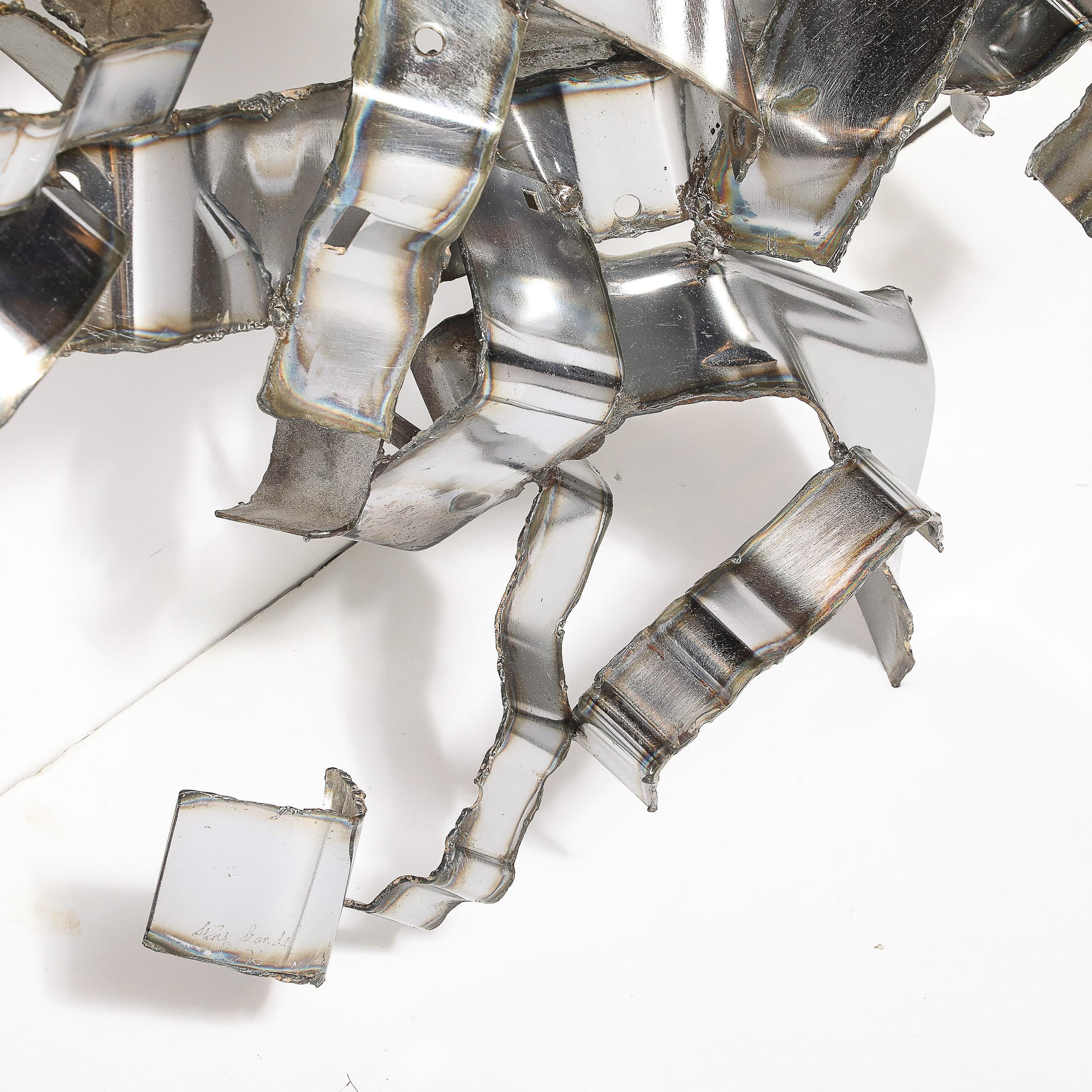 Mid-Century Brutalist Torch-Cut Metal Wall Sculpture signed Silas Seandel For Sale 6