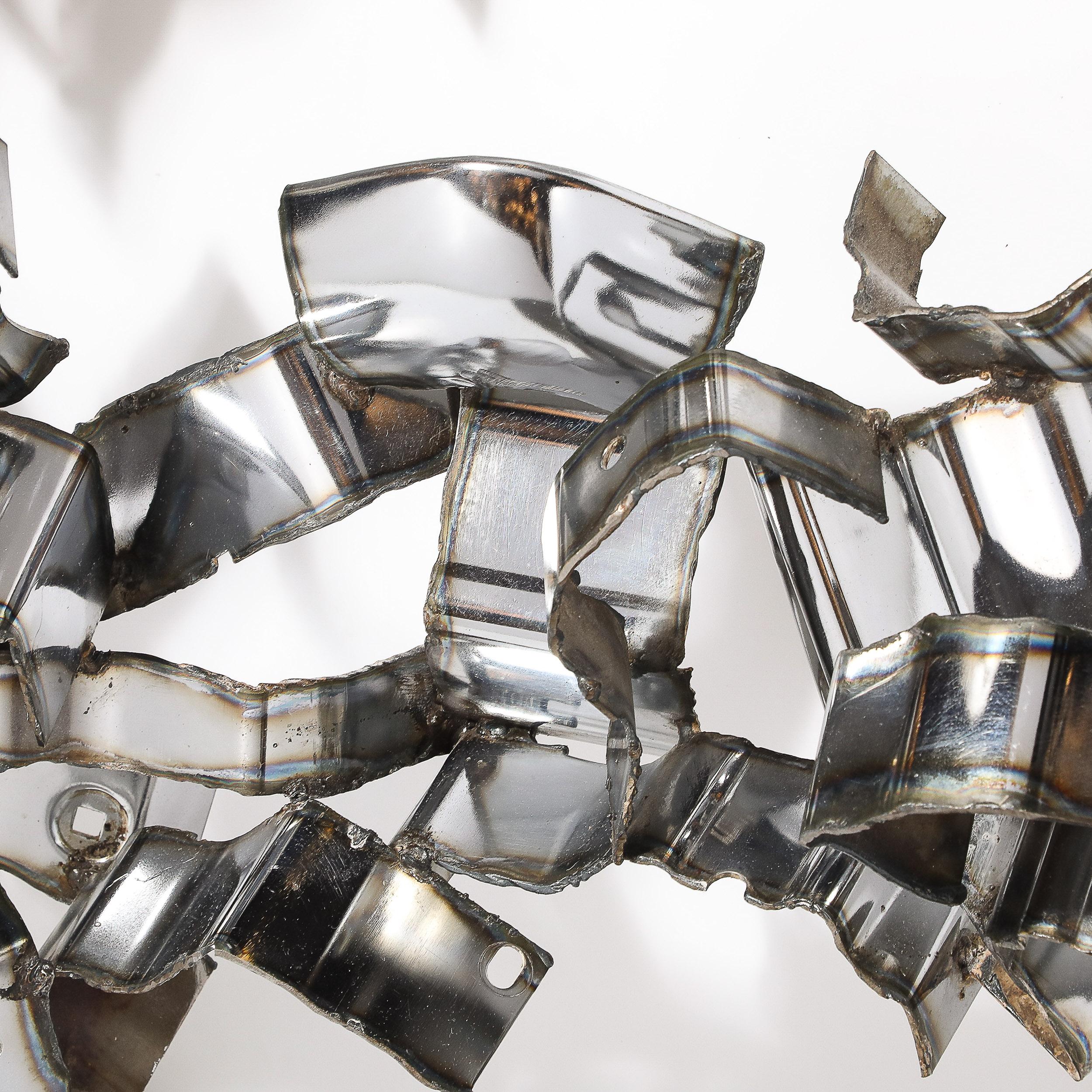 Mid-Century Brutalist Torch-Cut Metal Wall Sculpture signed Silas Seandel For Sale 7