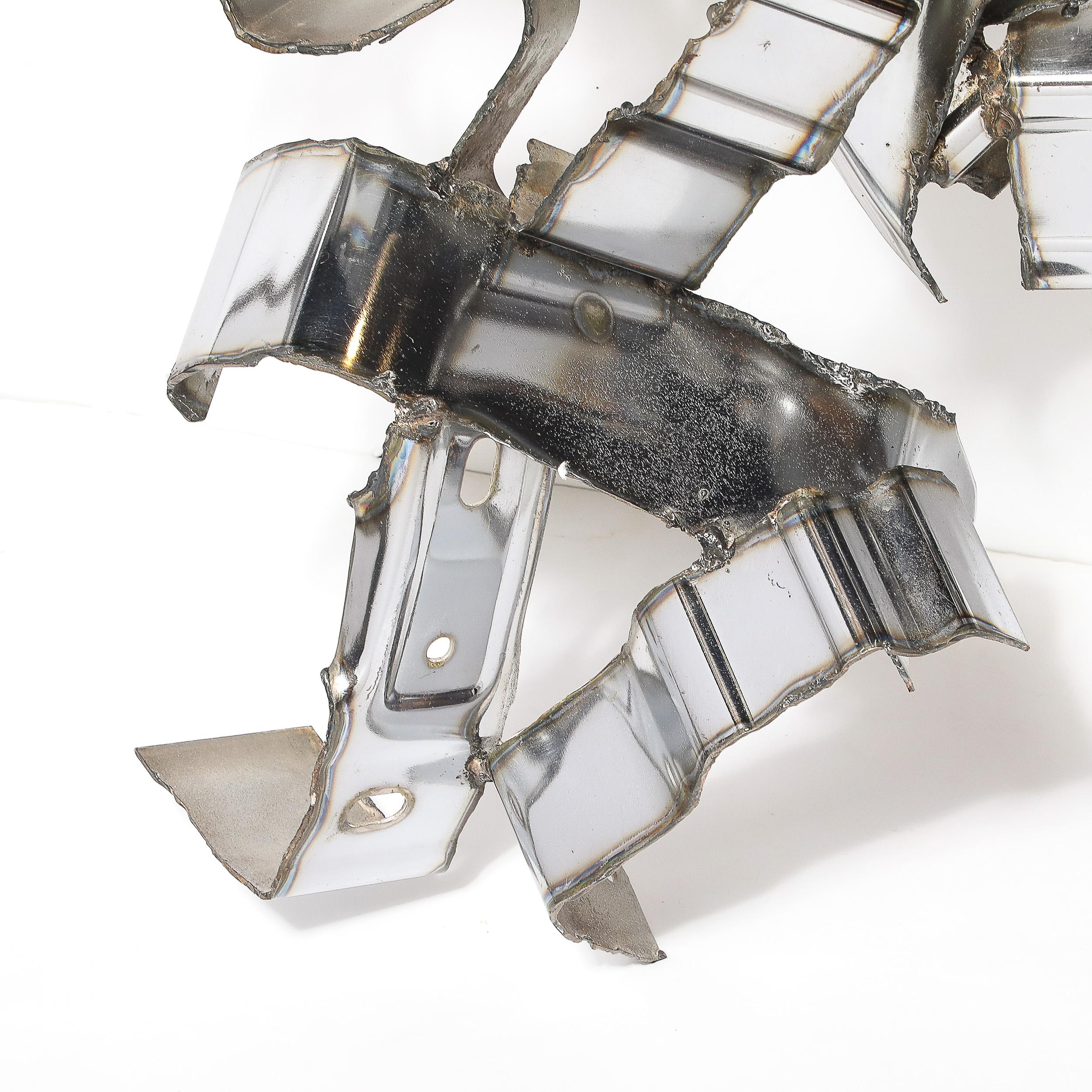 Late 20th Century Mid-Century Brutalist Torch-Cut Metal Wall Sculpture signed Silas Seandel For Sale