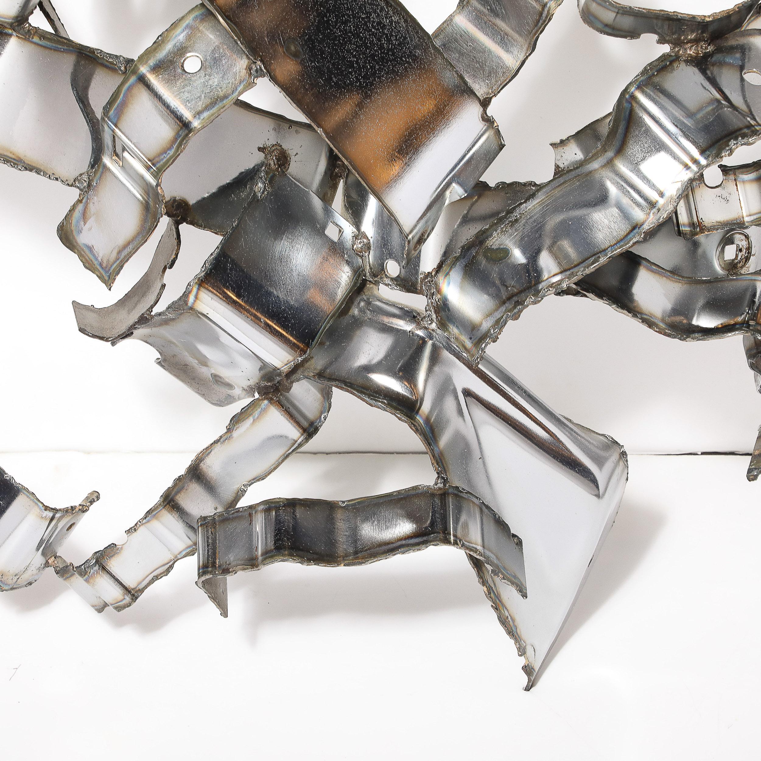 Cut Steel Mid-Century Brutalist Torch-Cut Metal Wall Sculpture signed Silas Seandel For Sale