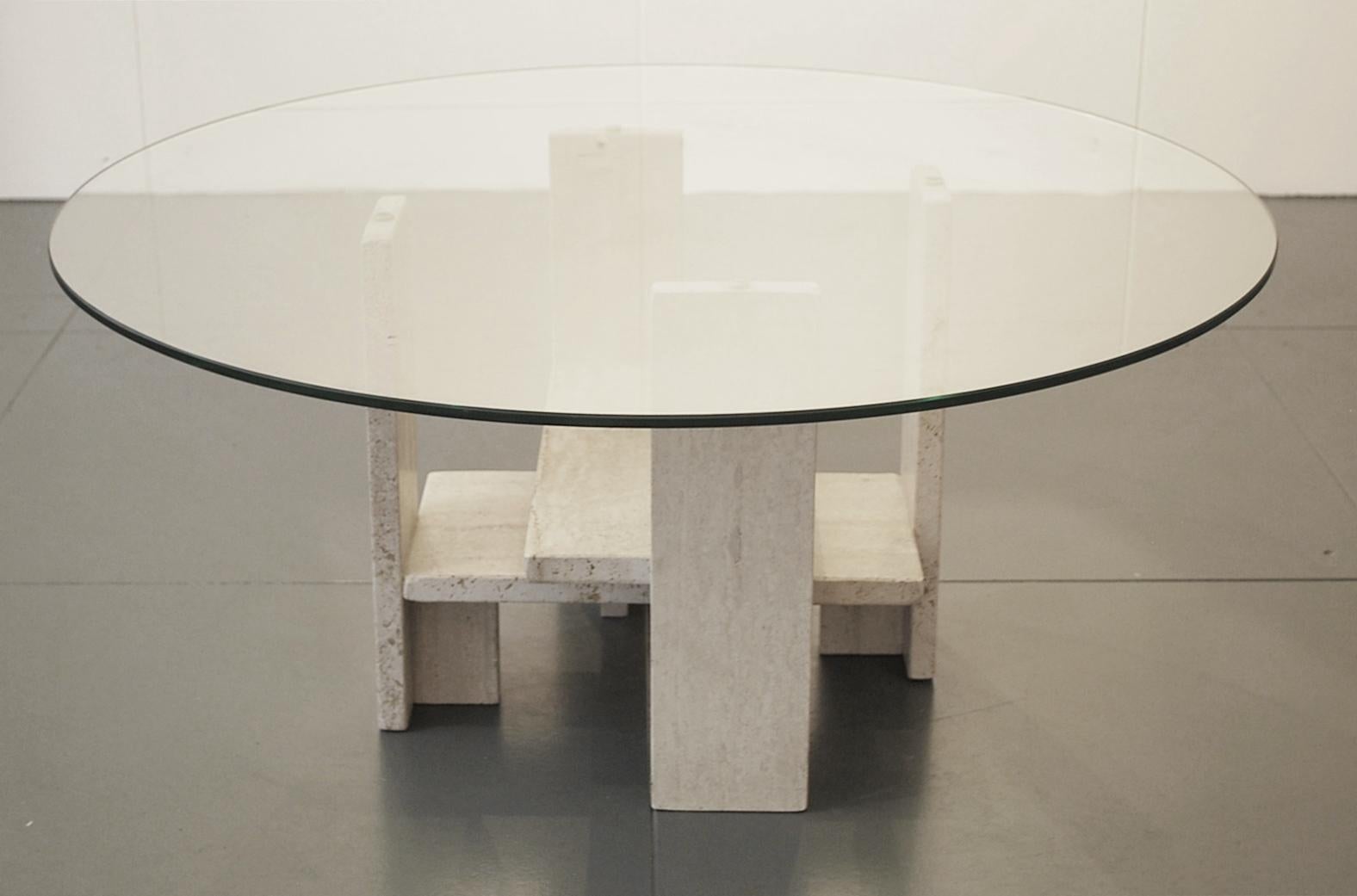 Late 20th Century Mid-Century Brutalist Travertine Coffee Table by Willy Ballez Belgium 1970s