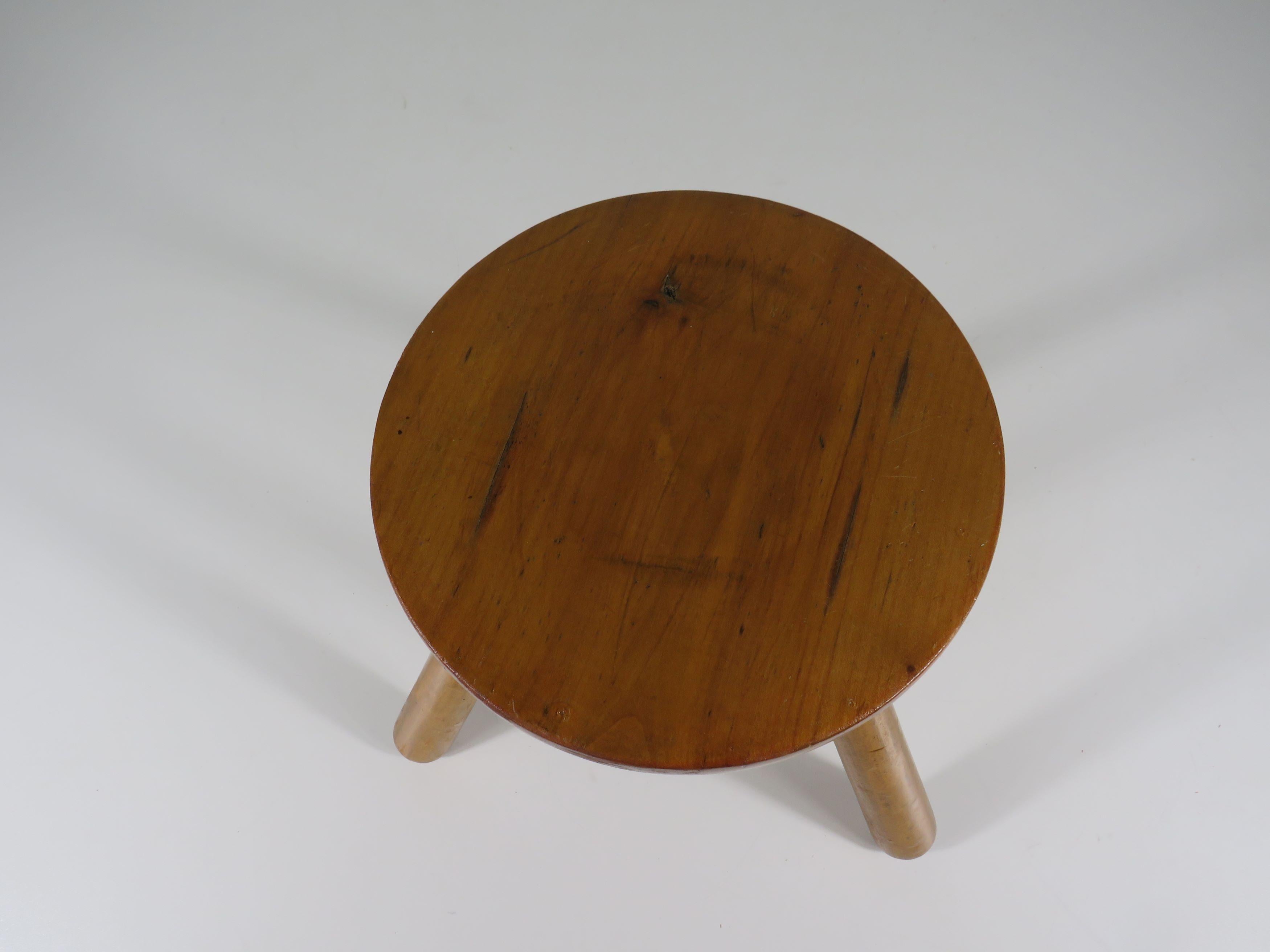 Mid-20th Century Mid century, brutalist tripod stool in the style of Perriand. France 1960s