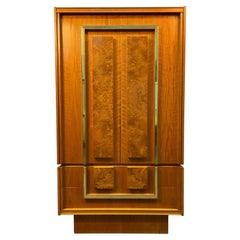 Mid-Century Brutalist Two-Piece Oak and Burl Armoire by Tobago Furniture