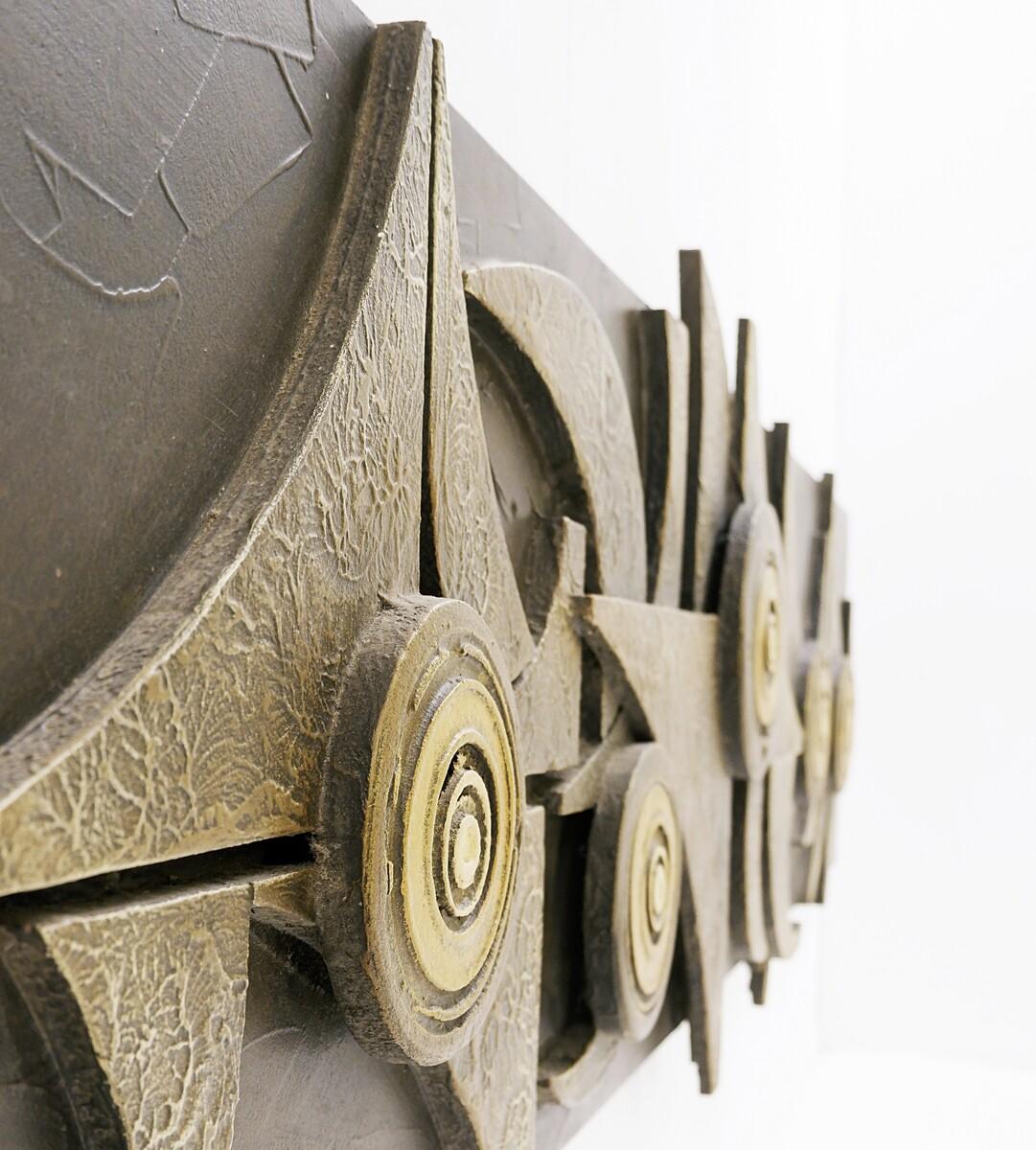 Late 20th Century Mid-Century Brutalist Wall Art Sculpture, 1970s For Sale
