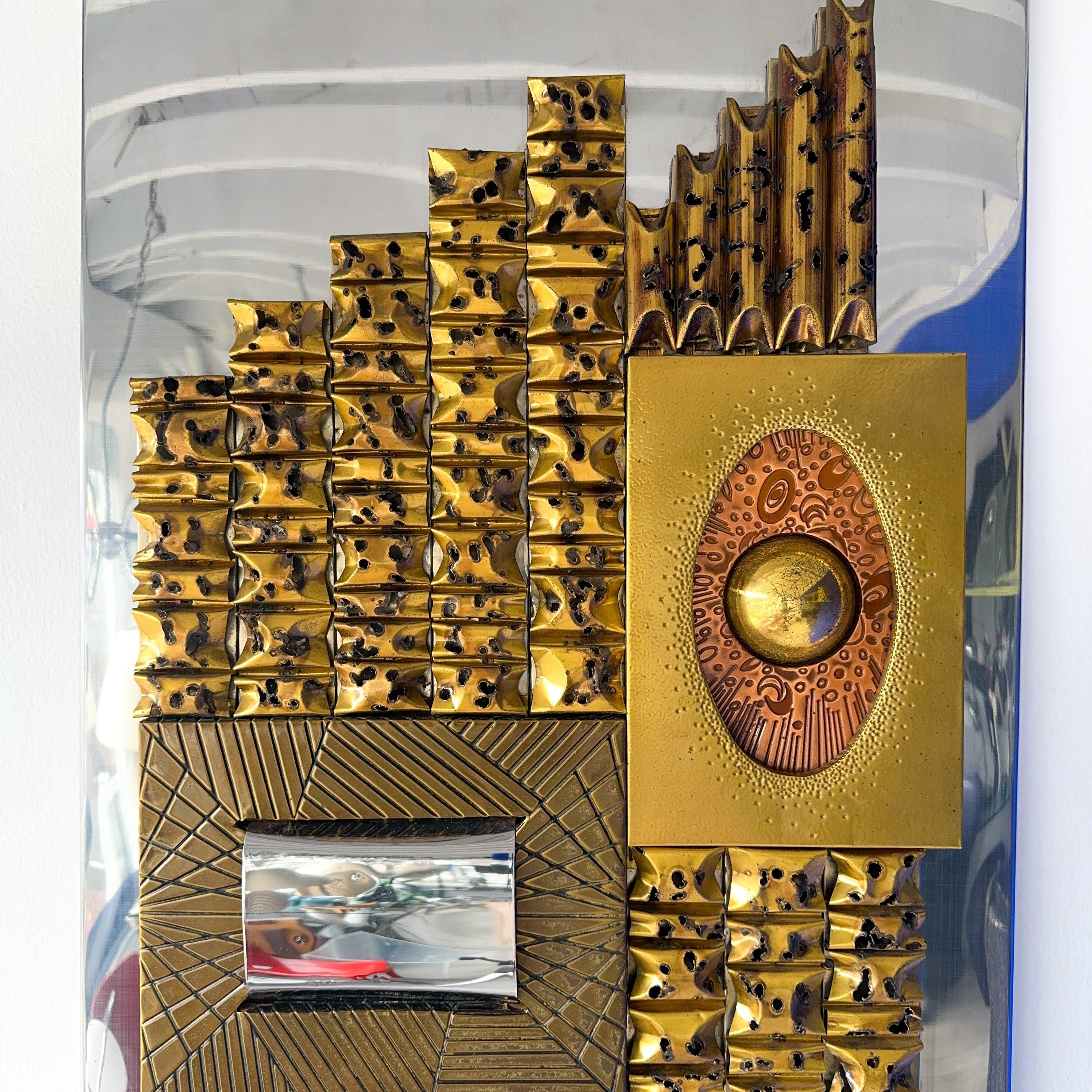 Brass Mid Century Brutalist Wall Sculpture Attributed to Paul Vanders For Sale