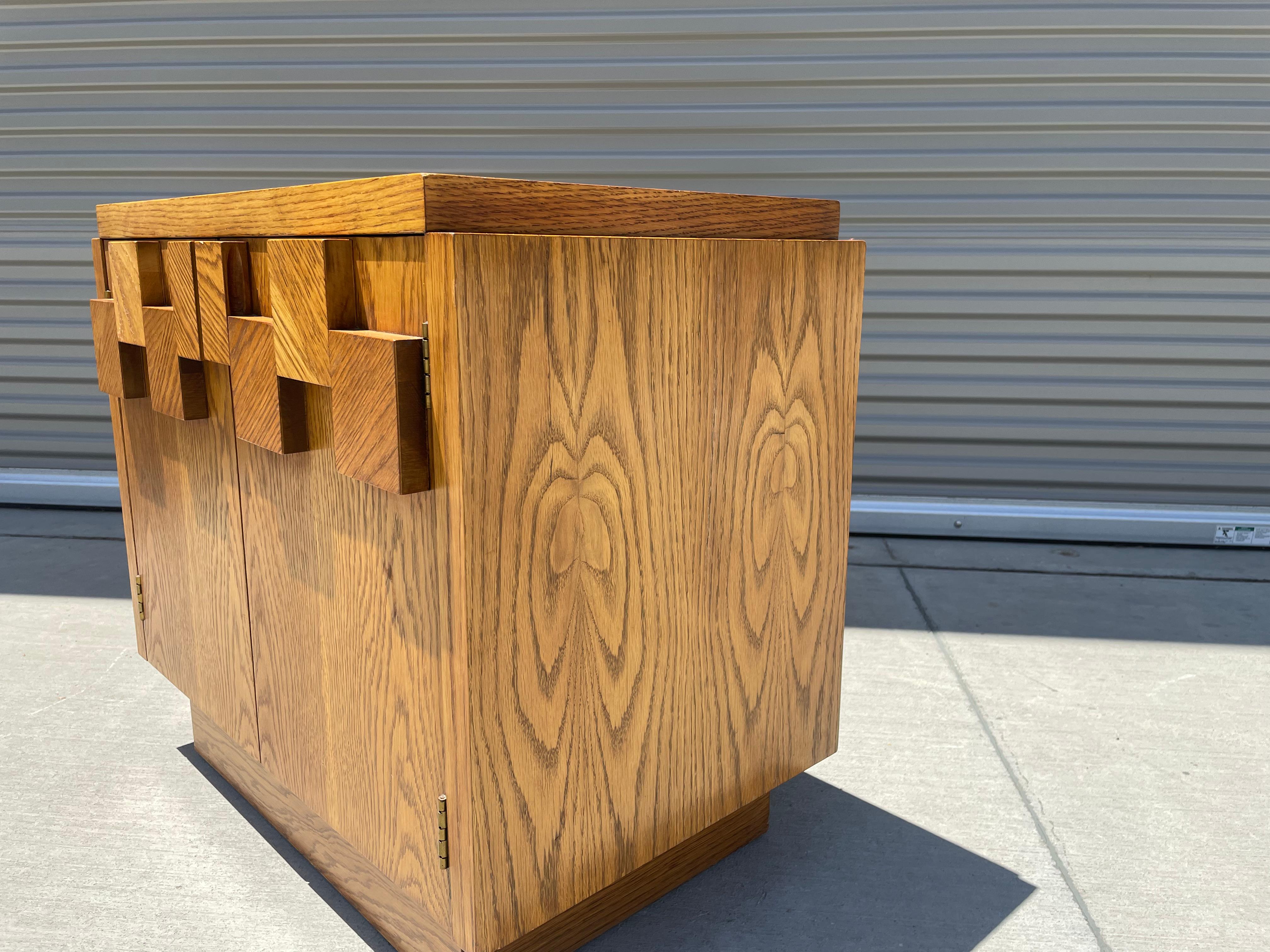 Mid Century Brutalist Walnut Nightstand by Lane 4