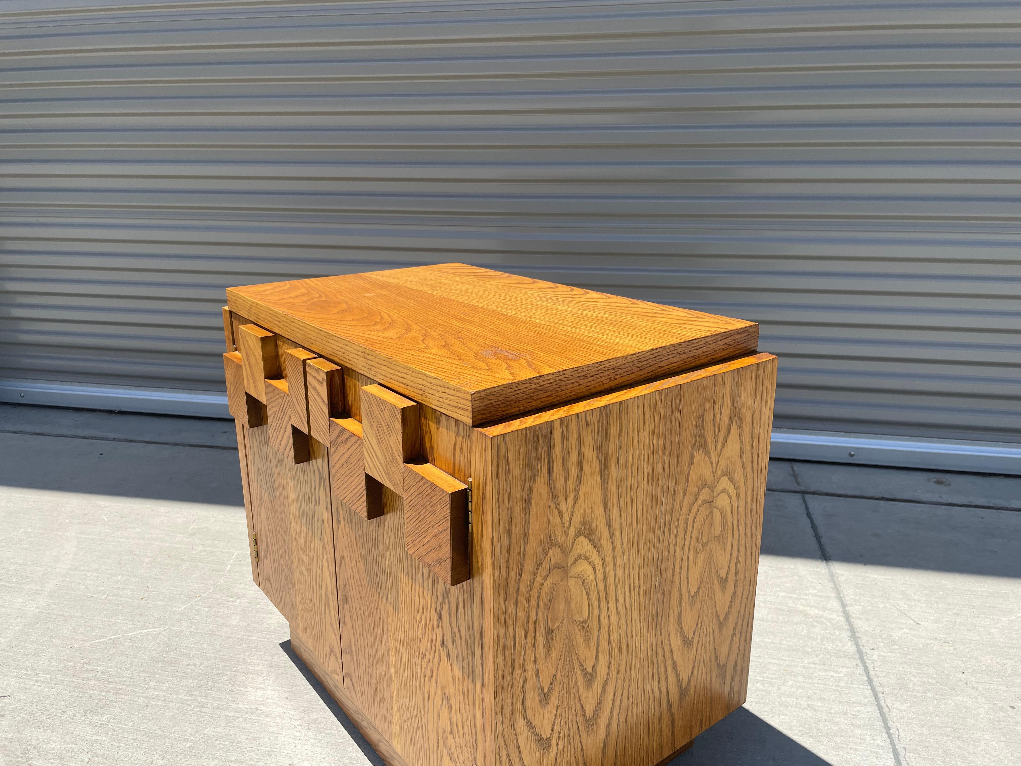 Mid Century Brutalist Walnut Nightstand by Lane 5