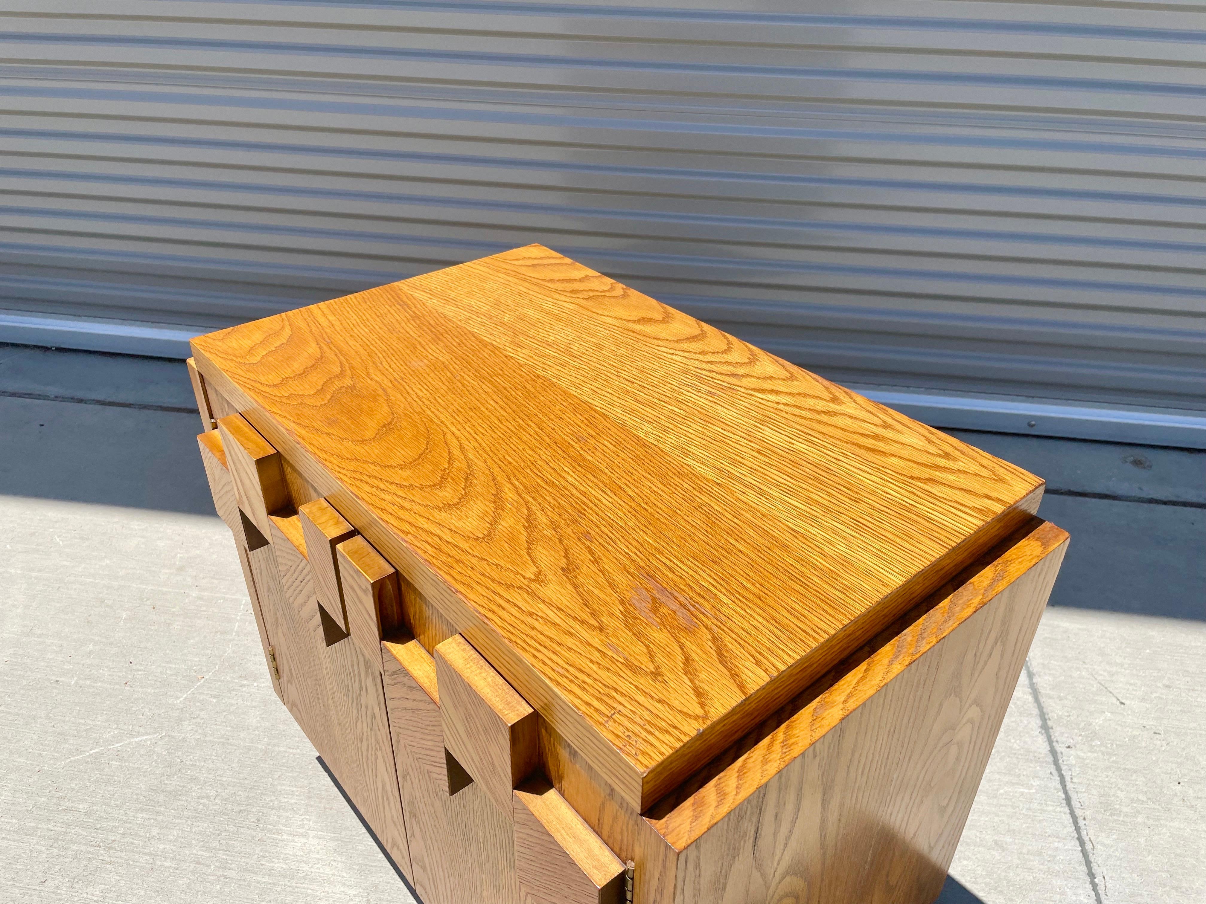 Mid Century Brutalist Walnut Nightstand by Lane 6