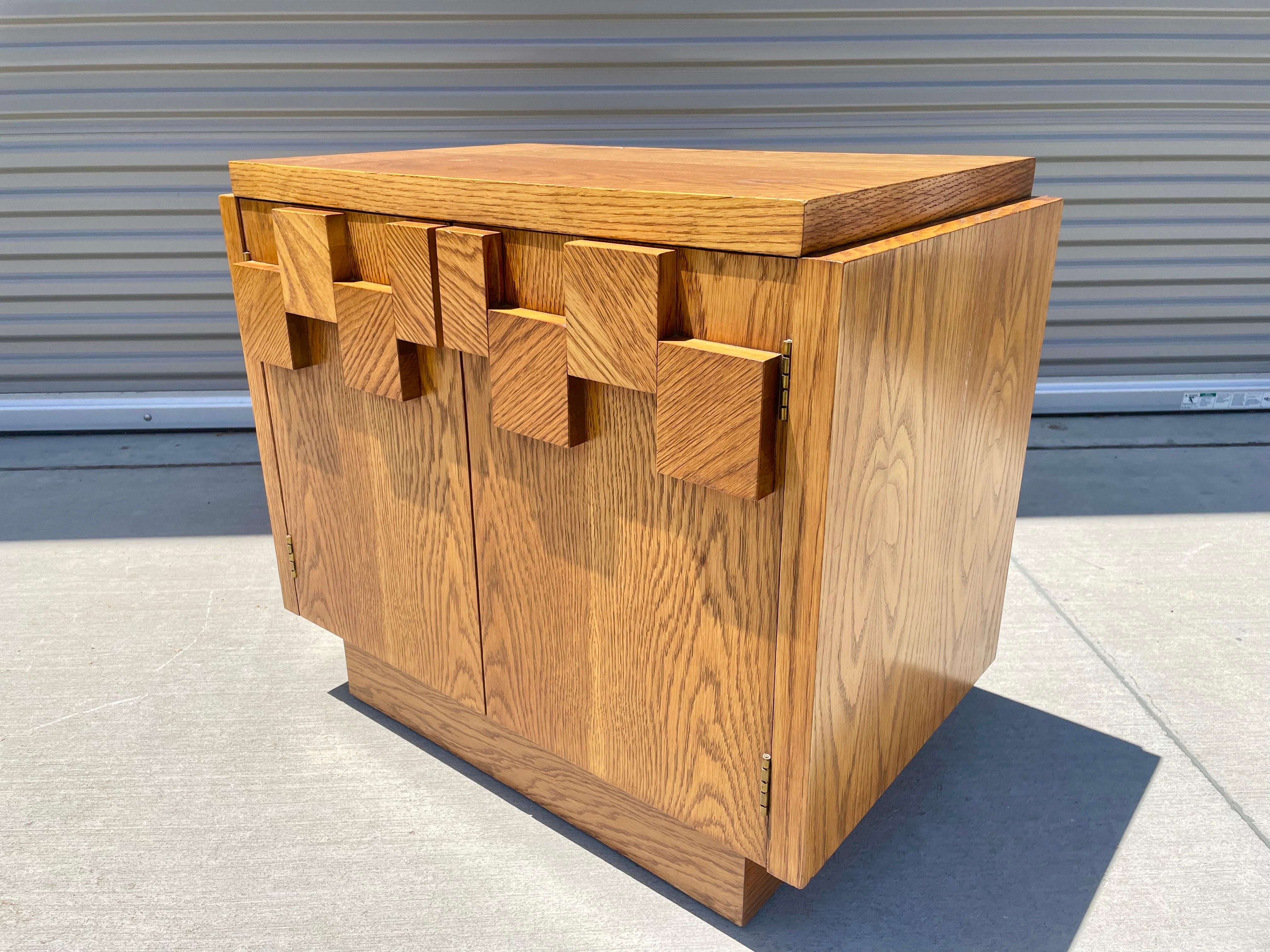 Mid Century Brutalist Walnut Nightstand by Lane 7