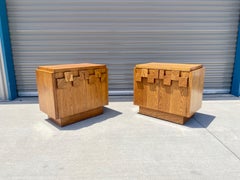 Mid Century Brutalist Walnut Nightstand by Lane