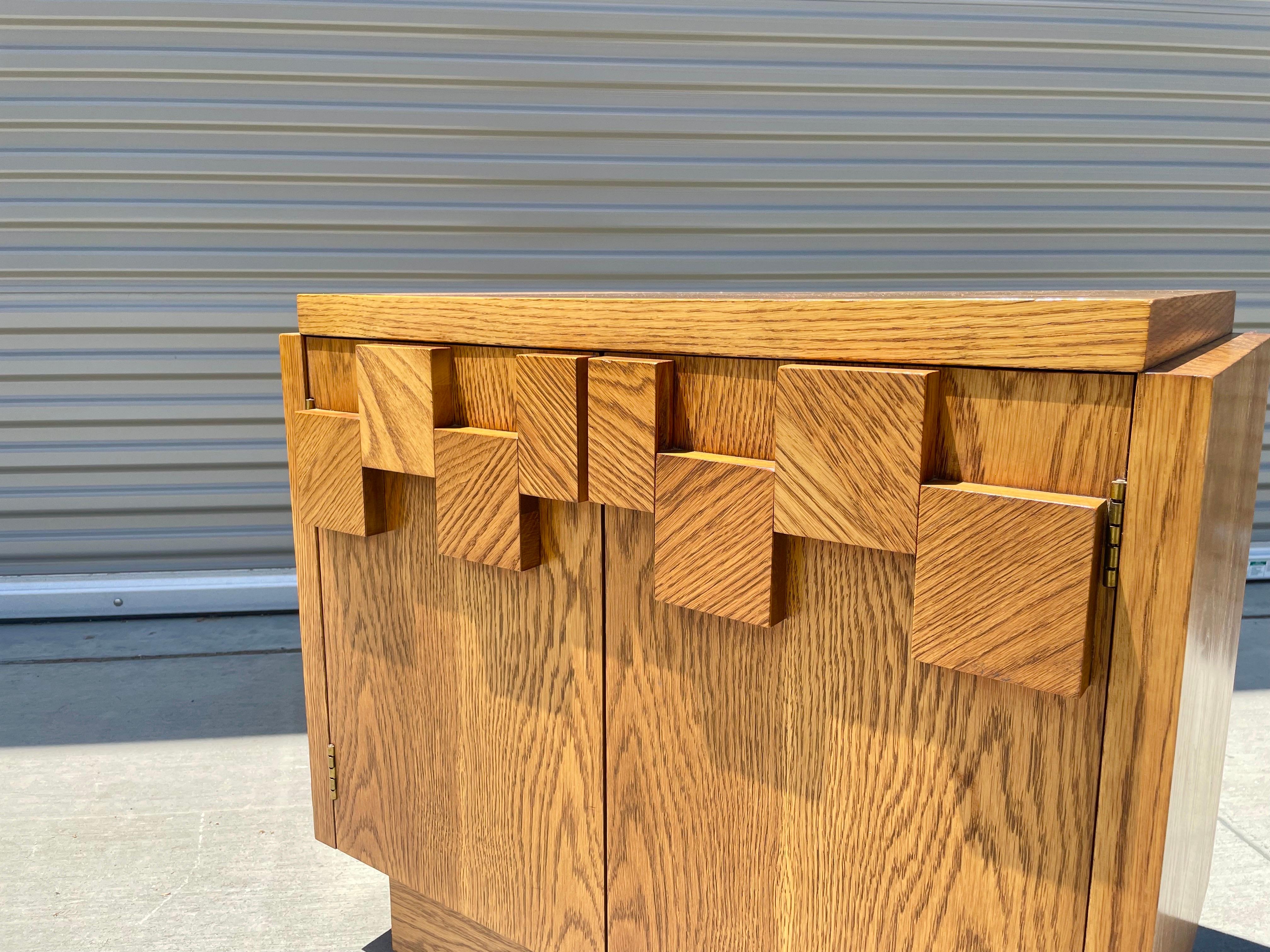 Mid Century Brutalist Walnut Nightstand by Lane 2