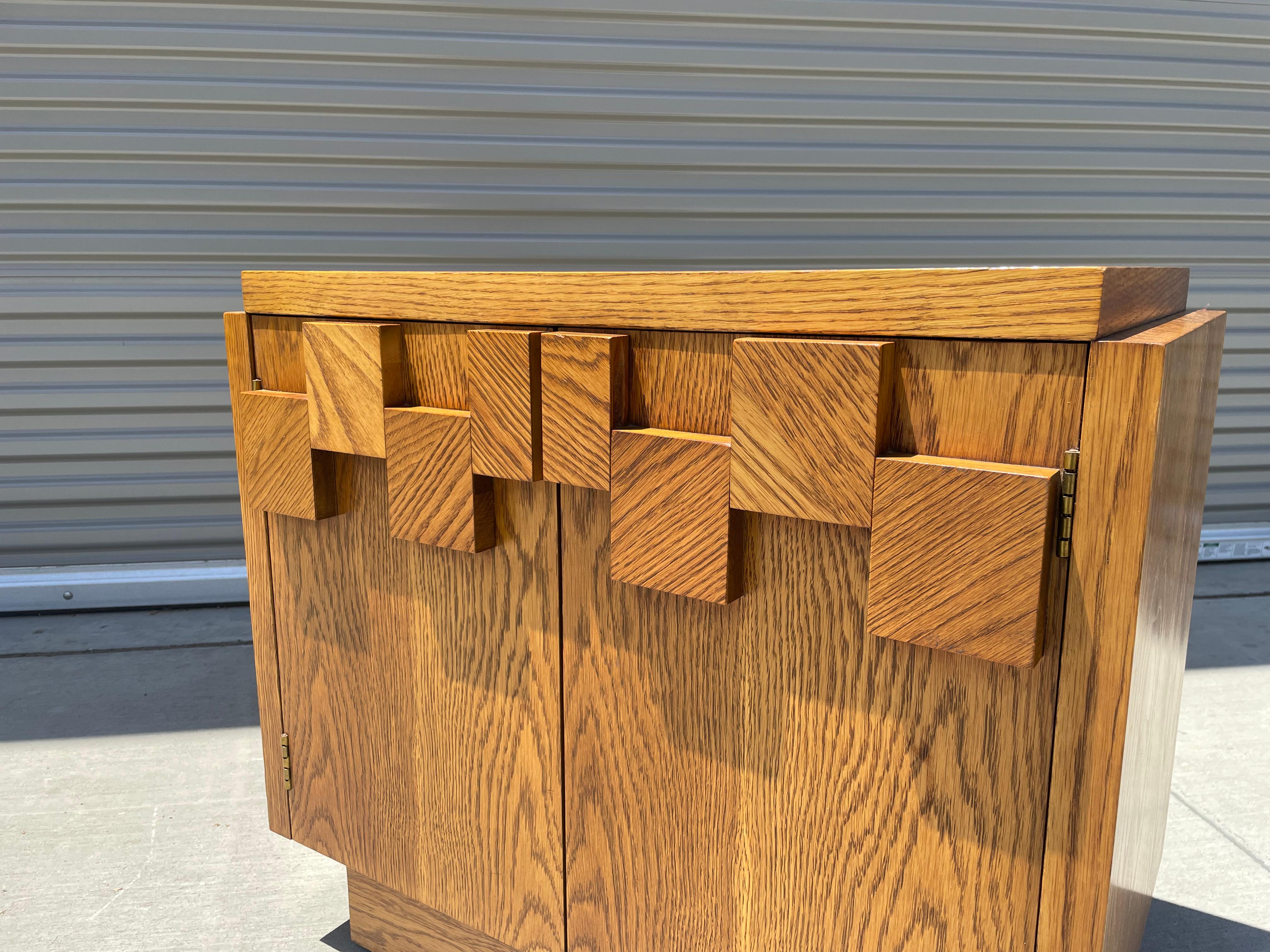 Mid Century Brutalist Walnut Nightstand by Lane 3