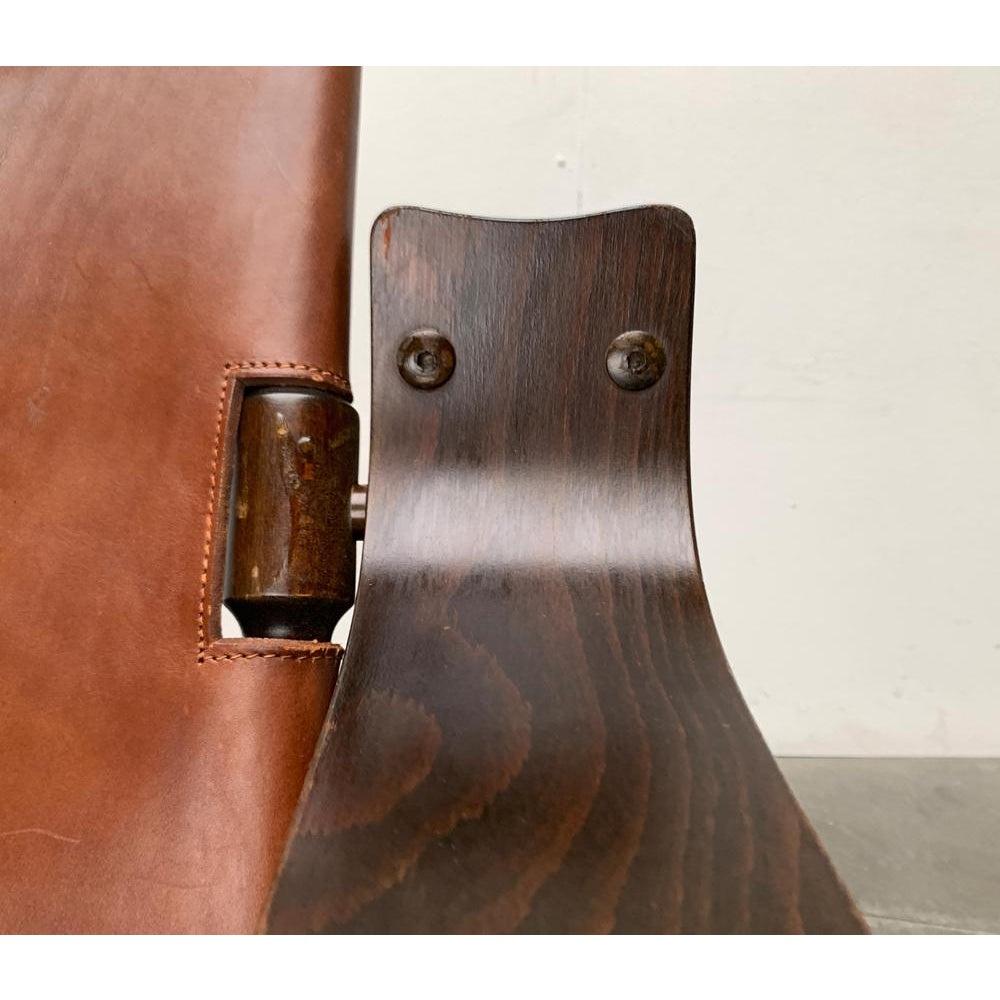 Mid-Century Brutalist Wood and Leather Safari Armchair, 1960s For Sale 7