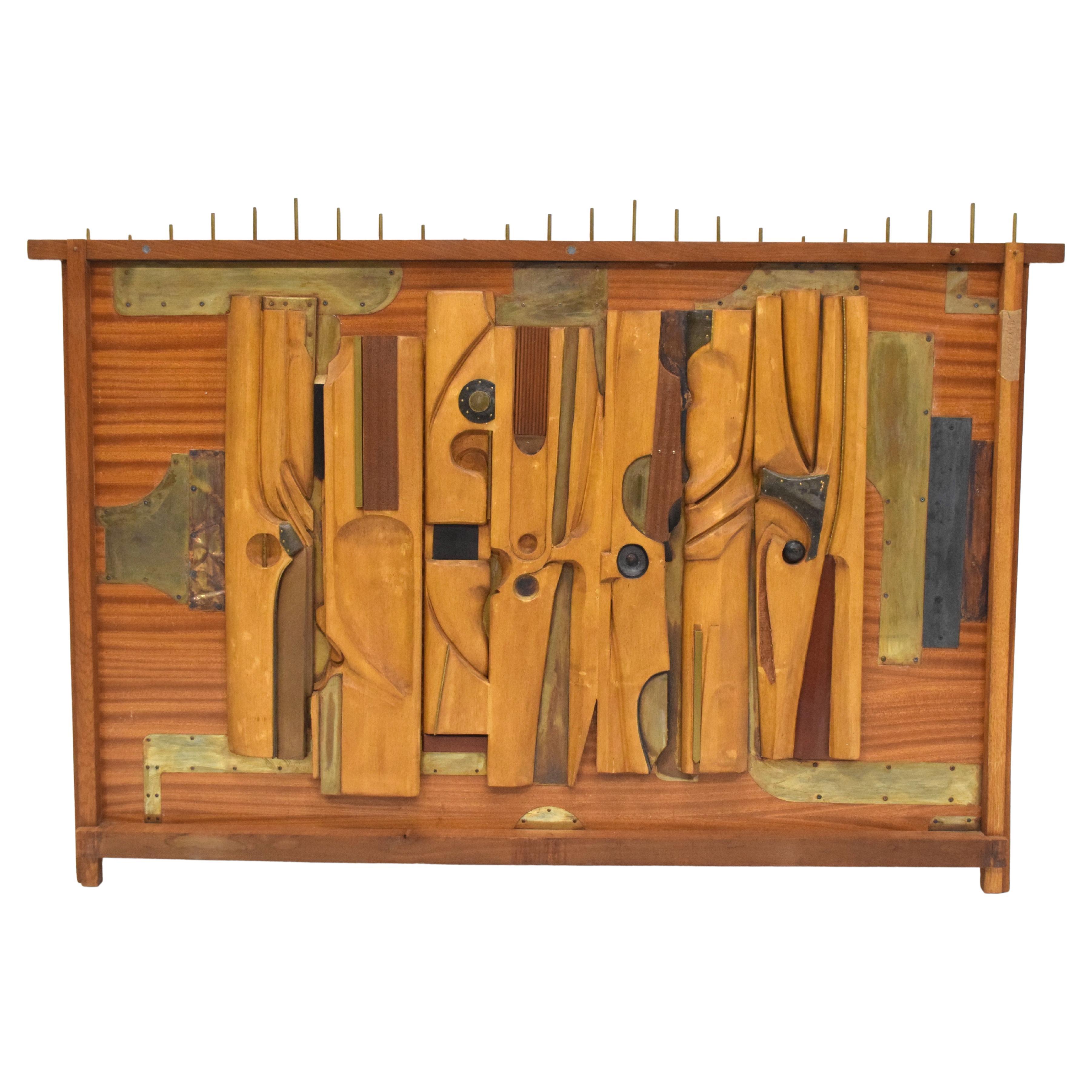 Arte de Pared de Madera Brutalista de Mediados de Siglo en venta