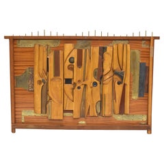 Brutalistische Wood Wood Wandkunst aus der Mitte des Jahrhunderts