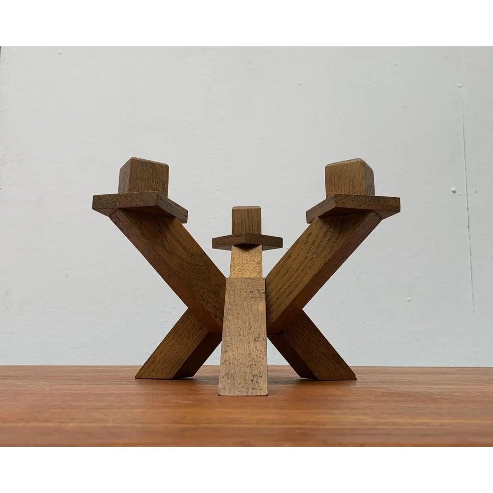 Brutalistischer Holz-Kerzenhalter aus der Jahrhundertmitte, 1960er Jahre im Zustand „Hervorragend“ im Angebot in Hamburg, DE