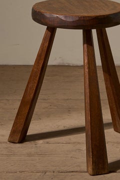 Mid century brutalist wooden stool
