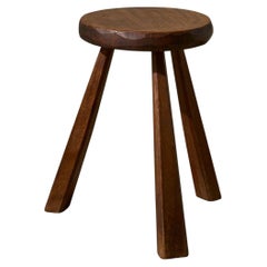 Mid century brutalist wooden stool