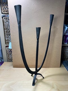 Mid Century Brutalist Wrought Iron Candelabra