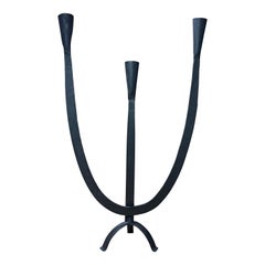 Mid Century Brutalist Wrought Iron Candelabra