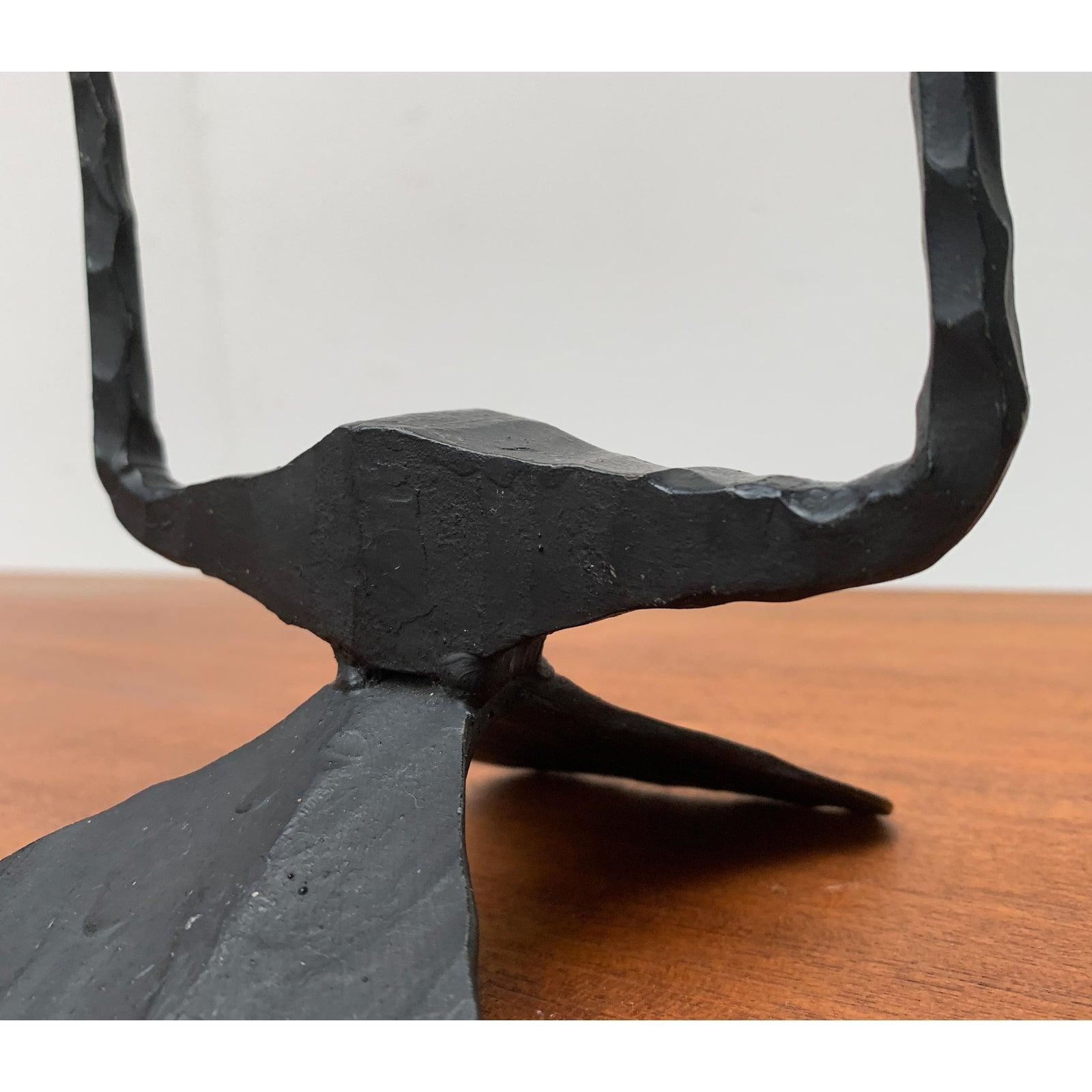 Mid-Century Brutalist Wrought Iron Candle Holder by David Palombo, 1960s For Sale 5