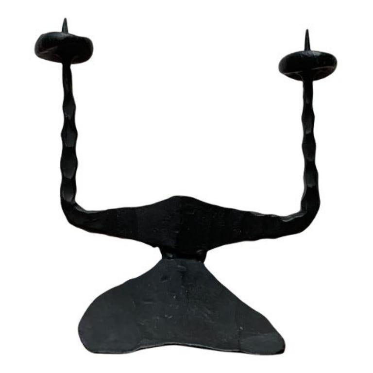 Mid-Century Brutalist Wrought Iron Candle Holder by David Palombo, 1960s