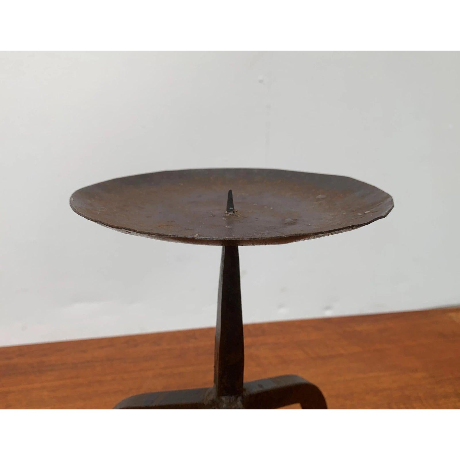 Mid-Century Brutalist Wrought Iron Candleholder, 1960s For Sale 6
