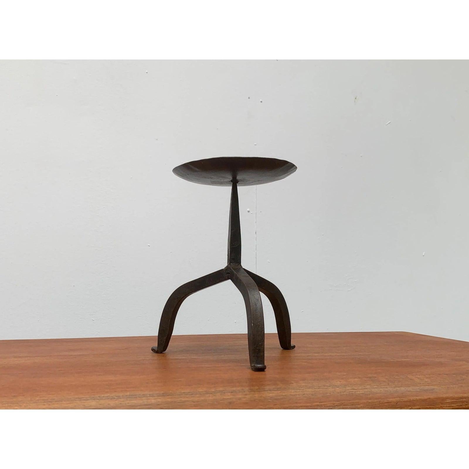 Mid-Century Brutalist Wrought Iron Candleholder, 1960s In Good Condition For Sale In Hamburg, DE