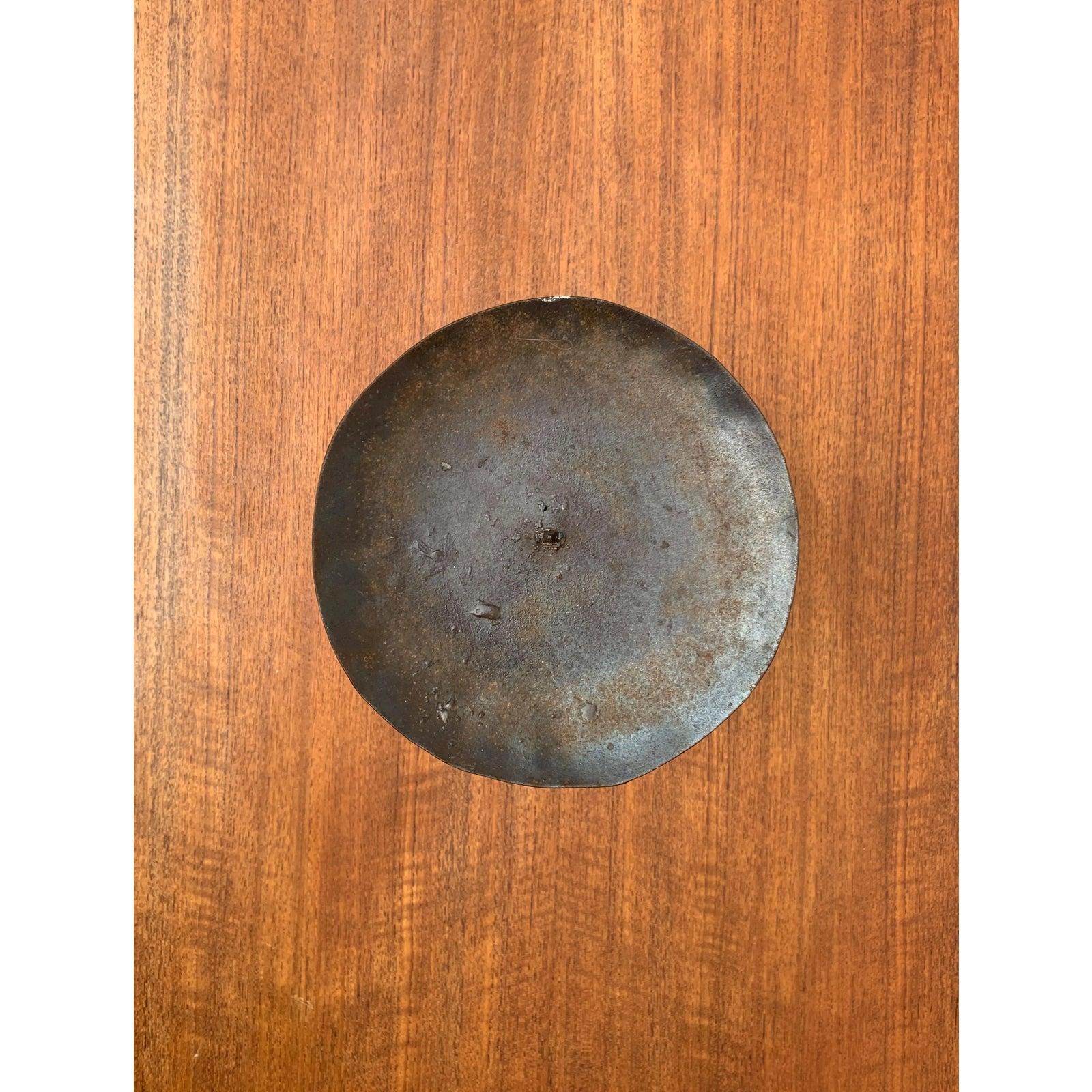 20th Century Mid-Century Brutalist Wrought Iron Candleholder, 1960s For Sale
