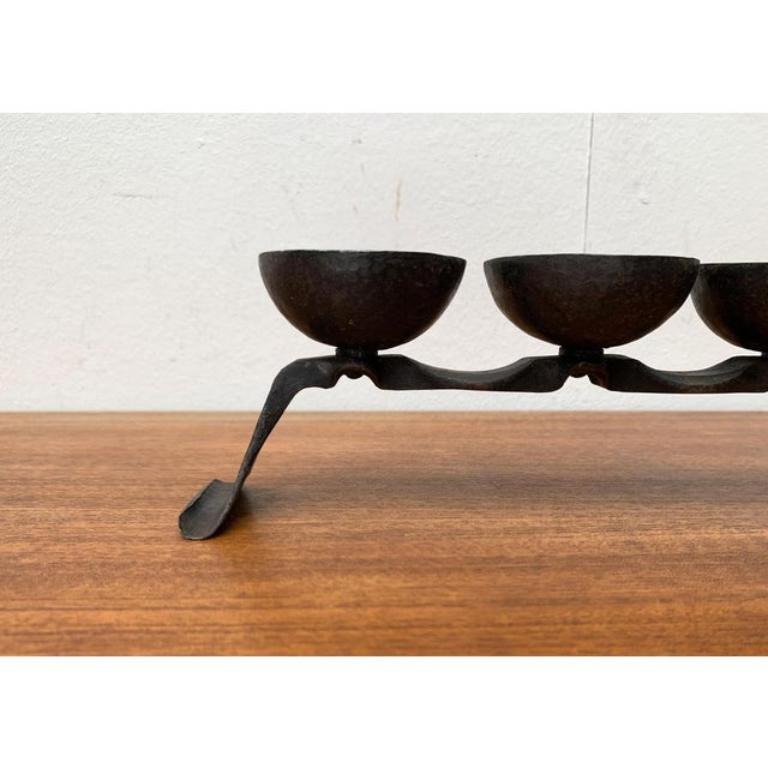 Mid-Century Brutalist Wrought Iron Candleholder, 1960s In Excellent Condition For Sale In Hamburg, DE
