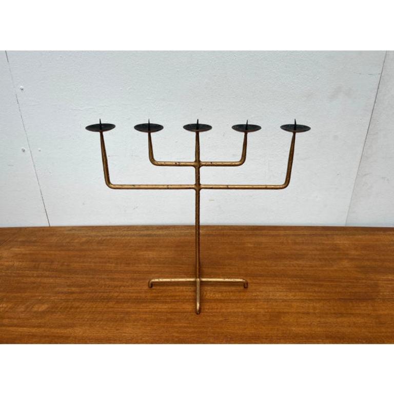 Mid-Century Brutalist Wrought Iron Candleholder, 1960s For Sale 1