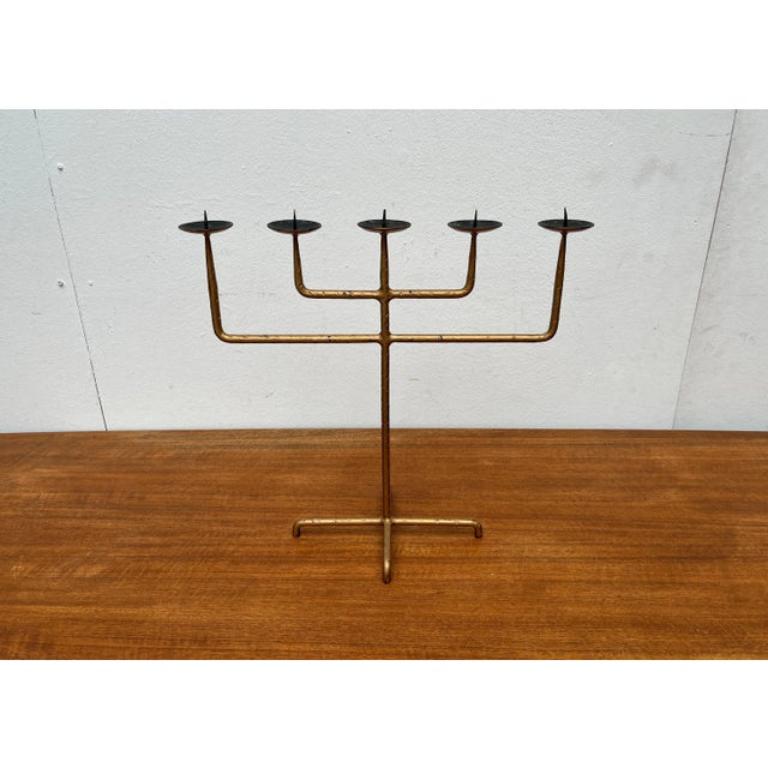 Mid-Century Brutalist Wrought Iron Candleholder, 1960s For Sale 2