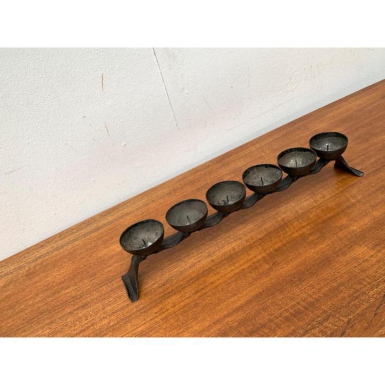 Mid-Century Brutalist Wrought Iron Candleholder, 1960s For Sale 3