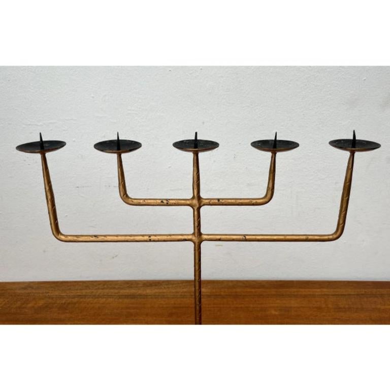 Mid-Century Brutalist Wrought Iron Candleholder, 1960s For Sale 4