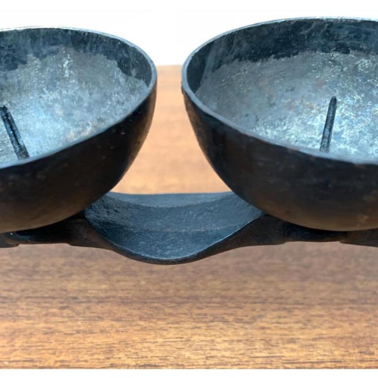 Mid-Century Brutalist Wrought Iron Candleholder, 1960s For Sale 4