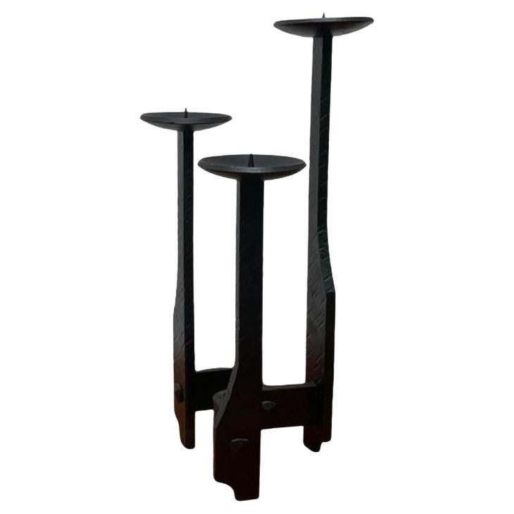 Chandelier en fer forgé brutaliste du milieu du siècle dernier, années 1960