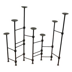 Mid-Century Brutalist Wrought Iron Extendable Floor Candleholder, 1960s