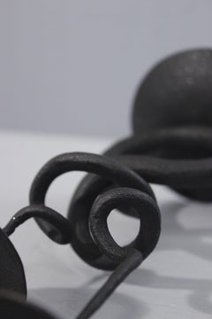 Mid-century Brutalist wrought iron spiral candelabra