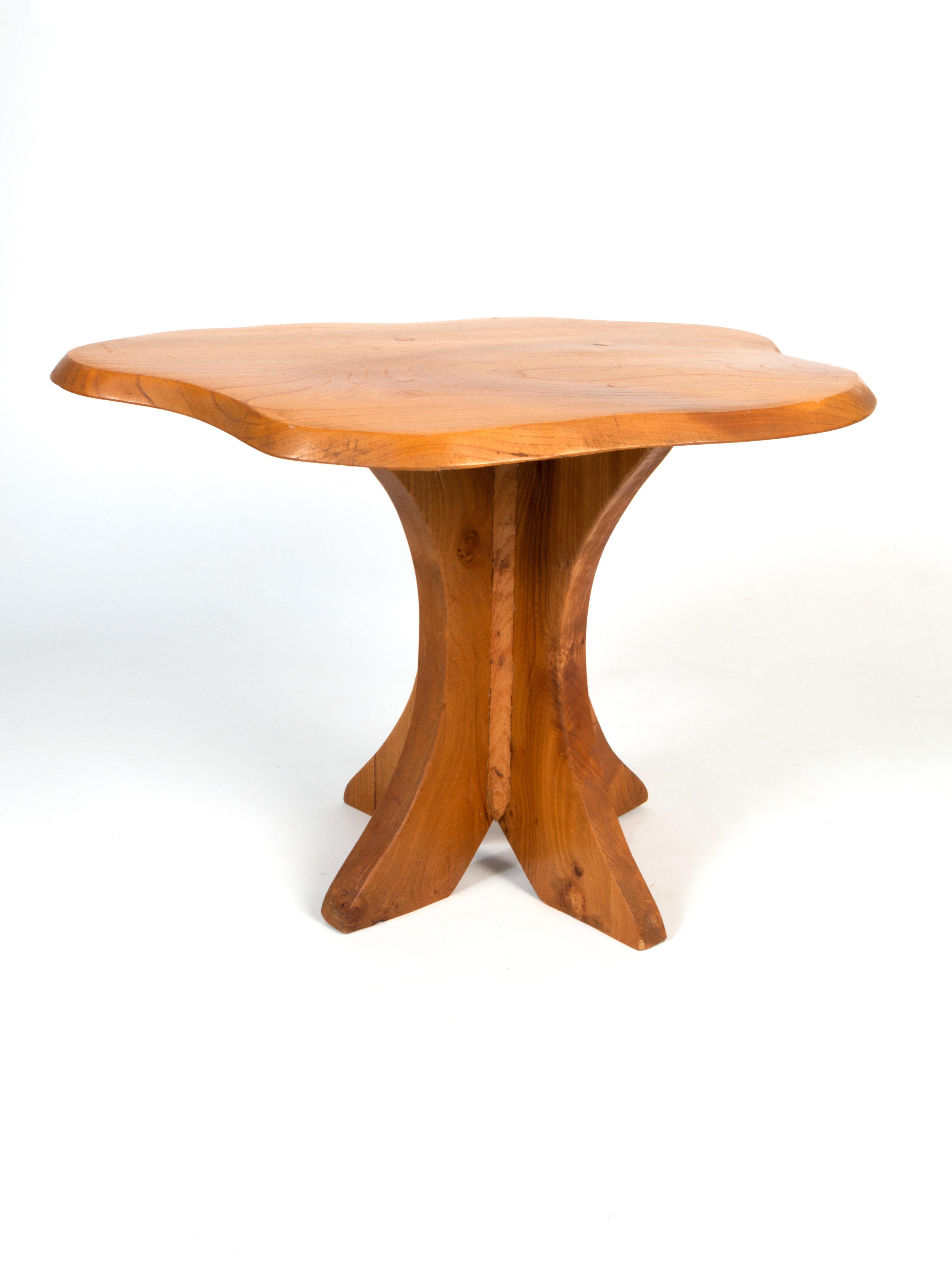 20th Century Midcentury Brutalist Yew Wood Sculptural Side Table England, circa 1970 For Sale