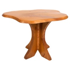 Midcentury Brutalist Yew Wood Sculptural Side Table England, circa 1970