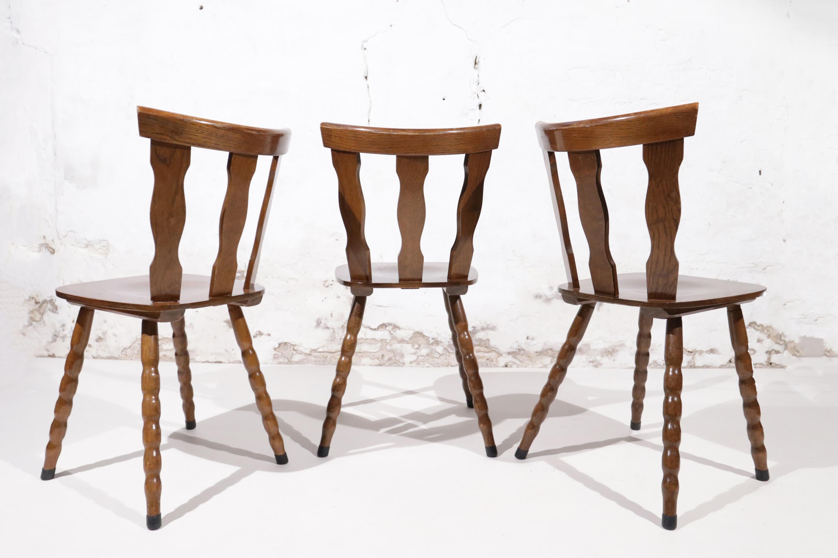 Mid-Century Brutlist Chairs Arch Cut-Outs Bobbin Legs For Sale 3